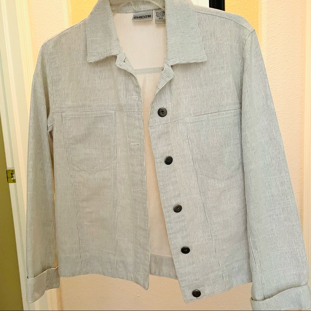 Grey White  stripe denim jacket